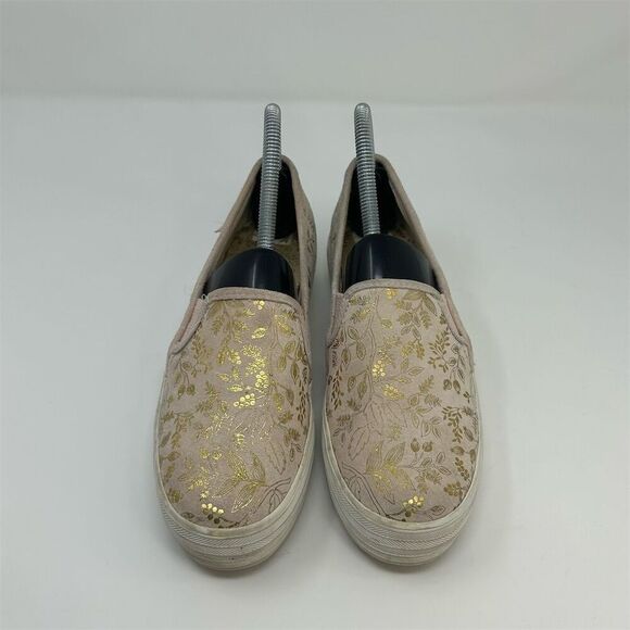 Keds x Rifle Paper Co. Women's Floral Gold and Pink Slip-On Sneakers Size 6.5 - Picture 5 of 14